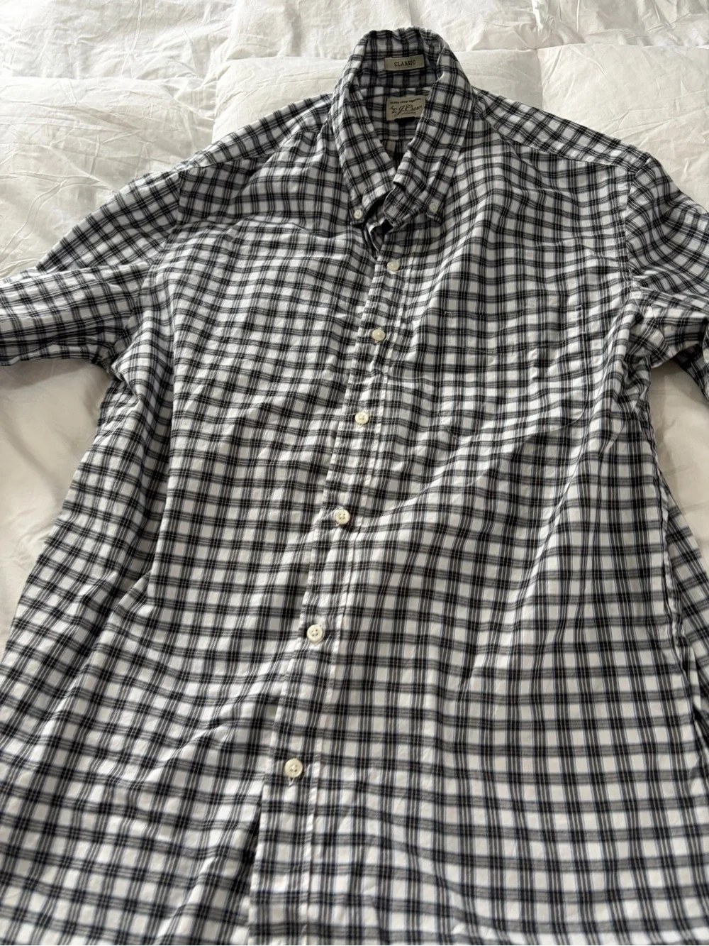 J. Crew Black and White Gingham Button-Down Shirt